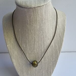 14K Yellow Gold Bolivia Venetian Art Glass Pendant Necklace